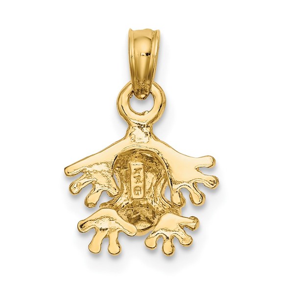 14K Yellow Gold 3-D Textured Mini Frog Facing Down Bracelet or Necklace Charm